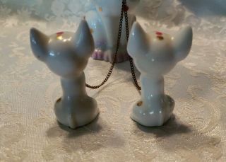 Vintage Polka Dot Mother Cat & Kittens on Chain Leashes Made In JAPAN 5
