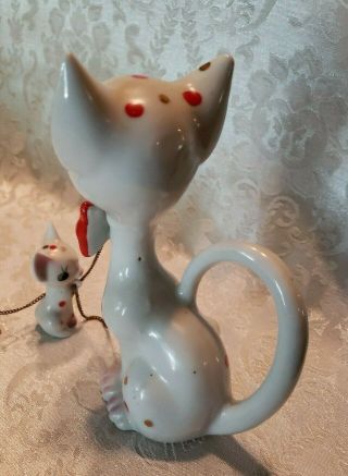 Vintage Polka Dot Mother Cat & Kittens on Chain Leashes Made In JAPAN 6