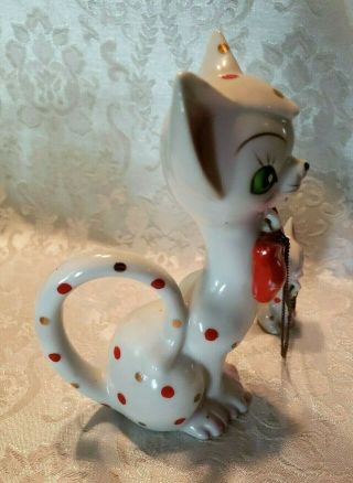 Vintage Polka Dot Mother Cat & Kittens on Chain Leashes Made In JAPAN 7