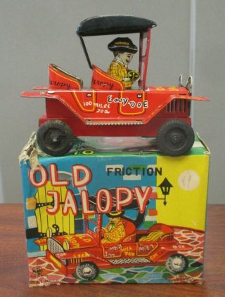 Vintage Linemar Tin Litho Old Jalopy Friction Car 4 - 1/2 " W/orig Box
