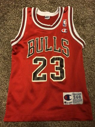 Vintage Michael Jordan Chicago Bulls Jersey Small 6 - 8 Champion Nba Red