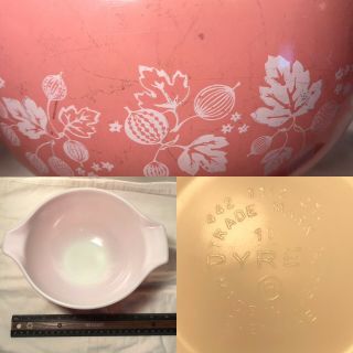 Vintage Pyrex Pink Gooseberry Cinderella 442 1 1/2 Qt Mixing Bowl See Photos