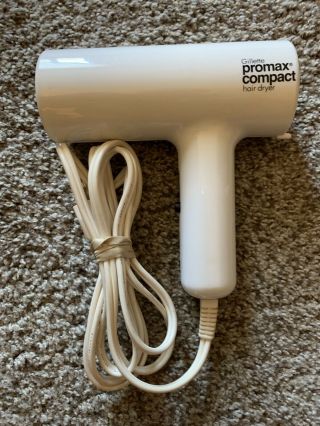Vintage Gillette Promax Compact 1000 Watt Hair Dryer White Model 901
