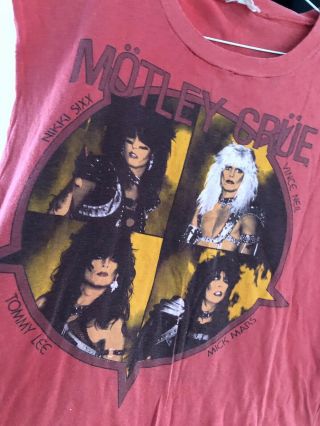 Vintage Motley Crue 83/84 Tour Shirt Sleeves Cut To Vest 44”