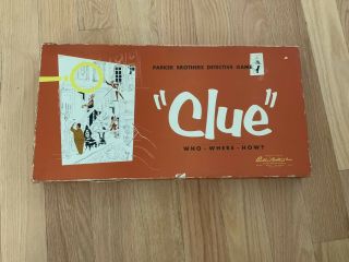 Vintage 1956 Parker Bros.  Clue Boardgame - 100 Complete