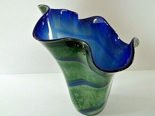 Vintage Murano Art Glass Freeform Vase - - 24cm Tall