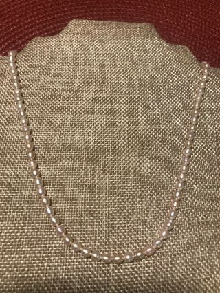 Grandmas Estate Vintage Artisan Real Pearl Necklace 18” Light Pink