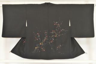 Vintage Silk Kimono Jacket:lovely Plum Blossom At Night@ks91