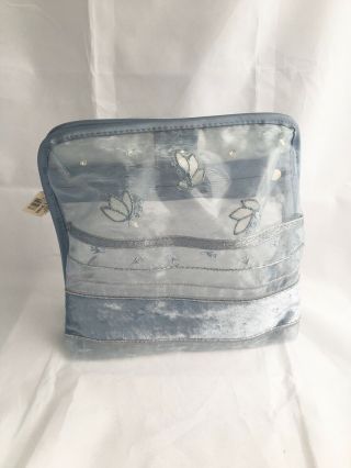 Vintage Bath And Body Shower Travel Case Bag Makeup Cosmetic Blue Jewels