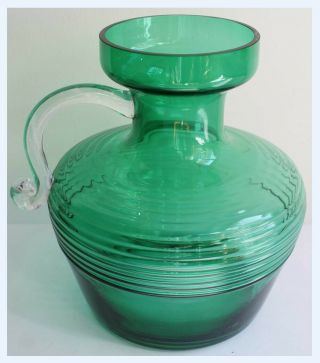 Large Riihimaki Lasi Mid Century Vintage Scandinavian Glass Kleaopatra Green