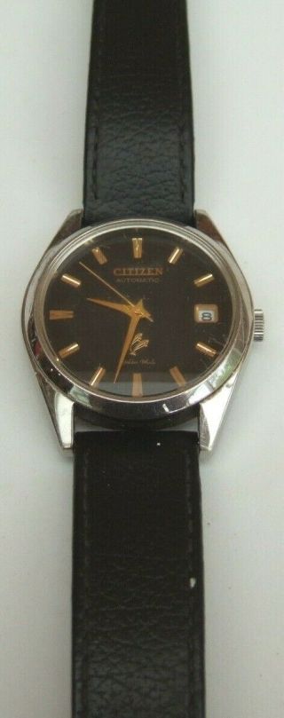 Vintage Citizen Automatic Golden Whale Watch Limited Edition Date Leather Strap