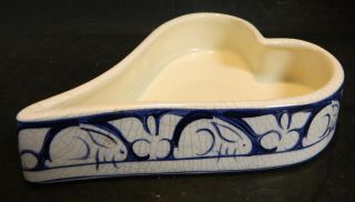 Vintage Dedham Pottery Rabbit Heart Shaped Dish By The Potting Shed Very Good
