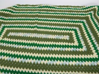 Vintage Crochet Handmade Green Afghan