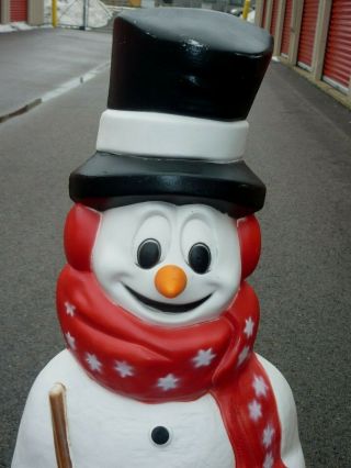 Vintage Snowman BlowMold With Red Star Scarf Lighted Christmas Decor 42 