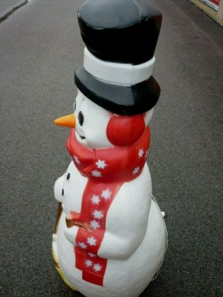 Vintage Snowman BlowMold With Red Star Scarf Lighted Christmas Decor 42 