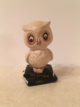 Vintage J.  S.  N.  Y Taiwan Ceramic Weather Owl On Books 3.  25”