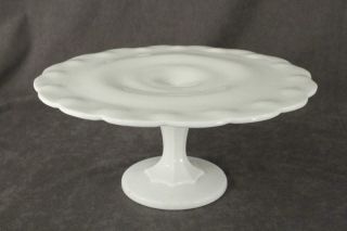 Vintage Kitchen Decor Indiana Milk Glass Teardrop Pattern Cake Stand 10.  75 "