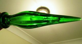 1960s Italian Retro Vintage Emerald Green Optic Art Glass Genie Bottle Stopper