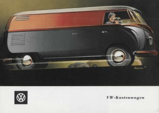 Vintage 1955 Volkswagen Vw Wolfsburg Panel Bus Brochure German