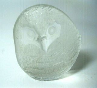 Vintage Mats Jonasson Owl 3300 Crystal Glass Sculpture Paperweight Sweden Signed