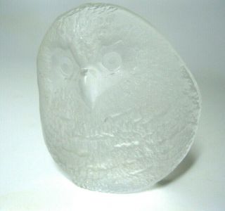Vintage Mats Jonasson Owl 3300 Crystal Glass Sculpture Paperweight Sweden Signed 3