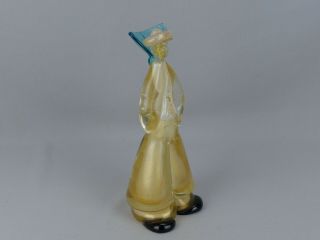 Vintage Mid Century 9 In Murano Art Glass Figure Figurine With Gold Flecks
