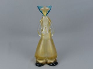 Vintage Mid Century 9 in Murano Art Glass Figure Figurine with Gold Flecks 2
