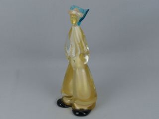 Vintage Mid Century 9 in Murano Art Glass Figure Figurine with Gold Flecks 3