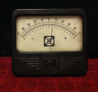 Vintage Metal Ba Volt Box Panel Meter Gauge 50 - 50 Steam Punk Glass Face 5 "