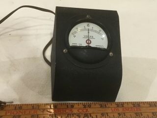 Marion Dc Volt Meter,  /_25vdc Mod Hs3 3.  5 " Vintage Meter In Metal Stand Testd