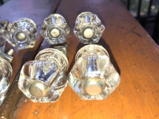 (12) Vintage Matching Clear Crystal Glass Drawer Pulls Knobs 6 Pointed Knobs 2