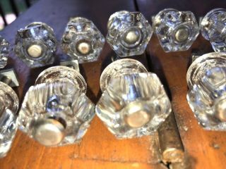 (12) Vintage Matching Clear Crystal Glass Drawer Pulls Knobs 6 Pointed Knobs 3