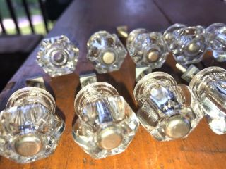 (12) Vintage Matching Clear Crystal Glass Drawer Pulls Knobs 6 Pointed Knobs 4