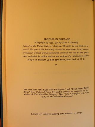 1956 Profiles in Courage 1st Edition History Early Printing John F.  Kennedy JFK 7