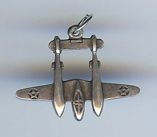 Vintage Sterling Silver Lockheed P - 38 Lightning Wwii Fighter Aircraft Charm