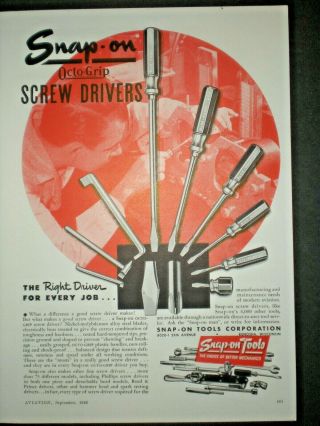 1946 Octo - Grip Screw Drivers Vintage Snap On Tools Trade Print Ad