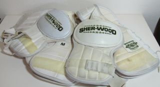 Vintage Sher - Wood 5030 Hof Hall Of Fame Hockey Shoulder Pads Size Medium