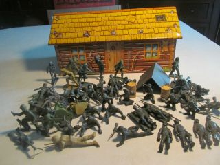 Vintage Marx Fort Apache Tin Litho Cabin/marx Lido Gi 