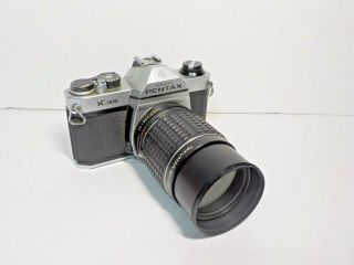 Pentax Asahi K1000 Slr Camera W/takumar 1:2.  5 135mm Lens & 52mm Skylight Filter