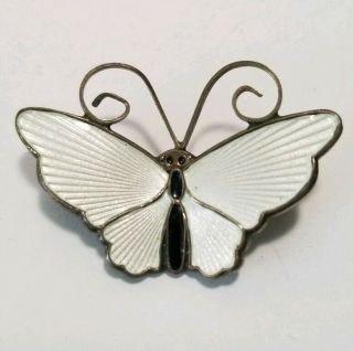 Vtg Signed David Andersen Norway Sterling Silver Enamel Butterfly Brooch Pin
