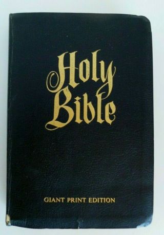 Vintage Giant Print Ed King James Kjv Red Letter Black Illustrated Bible 1973