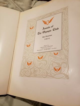 VTG 1914 Book ANNALS of the Olympic CLUB San Francisco OLD Fraternity History 6