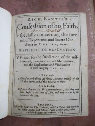 1655 RICHARD BAXTER CONFESSIONS OF FAITH 17TH CENTURY 1600s LEATHERBOUND BOOK 5