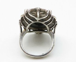 925 Silver - Vintage Black Onyx & Marcasite Woman Profile Cameo Ring Sz 7 - R8747 4