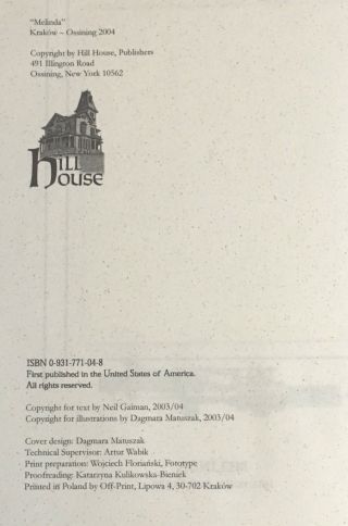 Melinda by Neil Gaiman Signed 1st Limited Edition in Envelope 8