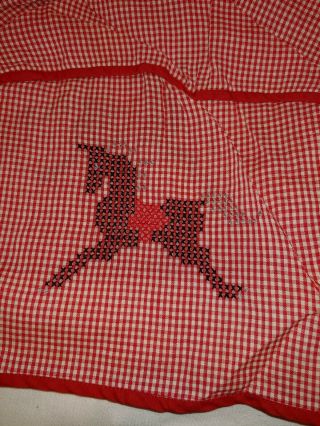 Vintage red and white Mixer and Toaster covers with Cross Stitch Horses 3
