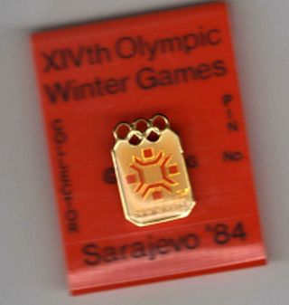 Vintage Olympic Pin 1984 Sarajevo Olympic Pin White Card