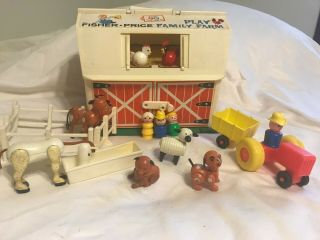 Vintage 1967 Fisher Price Little People Farm Set 15 Figures And Accessories