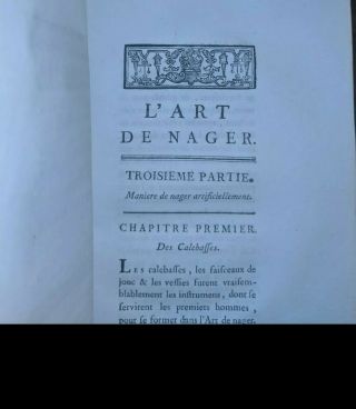 THE ART OF SWIMMING 1782 FRENCH EDITION L ' ART DE NAGER MELCHISEDECH THEVENOT 5