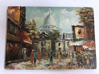 Vintage Henry Rogers Signed 9x11 Paris Street Scene Framed Oil Painting Canvas